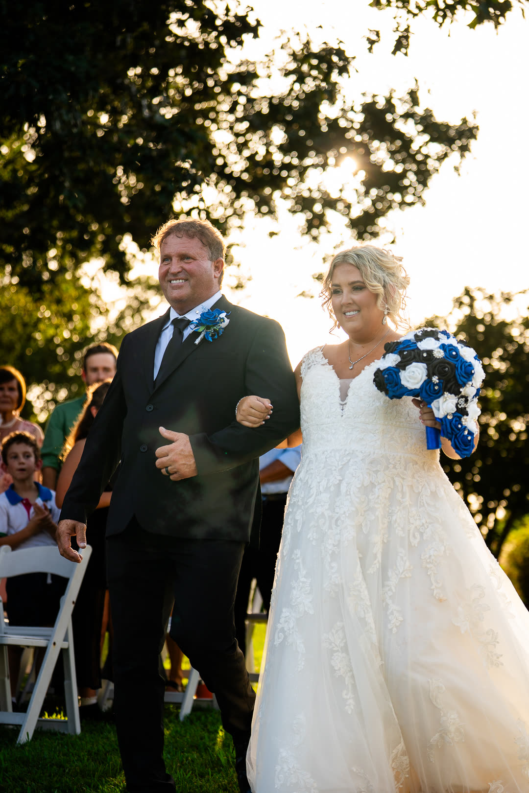 Bride walking down the aisle in Nashville wedding ceremony